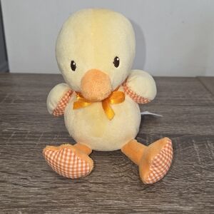 Prestige Baby Duck Plush Stuffed Animal Yellow Orange with  Gingham 6"